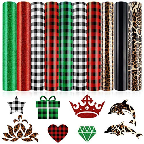 10 Sheets Heat Transfer Vinyl Buffalo Plaid PU Glitter Heat Transfer Vinyl Assorted HTV Iron on Vinyl Patches for Clothes Bag Hat Red Green Black-White Leopard 12 x 10 10 Sheets Heat Transfer Vinyl Buffalo Plaid PU Glitter Heat Transfer Vinyl Assorted HTV Iron on Vinyl Patches for Clothes Bag Hat Red Green Black-White Leopard 12 x 10