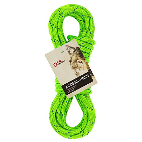 GM CLIMBING 6mm Accessory Cord Rope Double Braid Black Pre Cut CE Green Flecks 20ft6mm