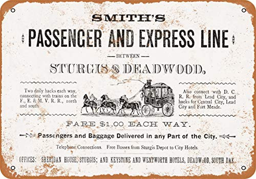 Yousigns 1882 Deadwood South Dakota Stagecoach Metal Tin Sign 12 X 8 Inches Retro Vintage Decor