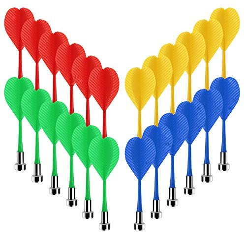 Accmor 24 Pcs Magnetic Darts Safe Plastic Darts Replacement Dart for Magnet Dartboard Safe Darts for Boys Girls and Adults Target Game Toys Red BlueYellow Green