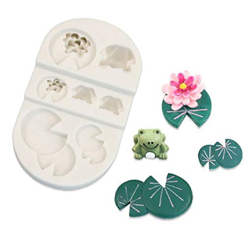 Allinlove Lotus Leaf Frog Silicone Mold Cupcake Decoration Mold Cake Decorating Baking Mold Chocolate Candy Molds Sugarcraft Fondant Mold DIY Polymer Clay Crafting Resin Mold