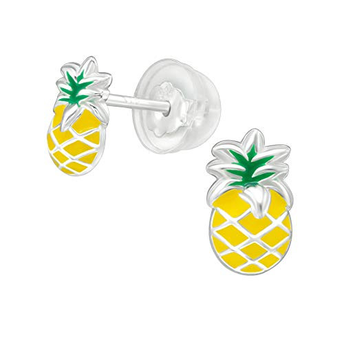 AUBE JEWELRY Hypoallergenic 925 Sterling Silver Pineapple Fruit Stud Earrings with Silicone Coated Push Backs for Girls and Women AUBE JEWELRY Hypoallergenic 925 Sterling Silver Pineapple Fruit Stud Earrings with Silicone Coated Push Backs for Girls and Women