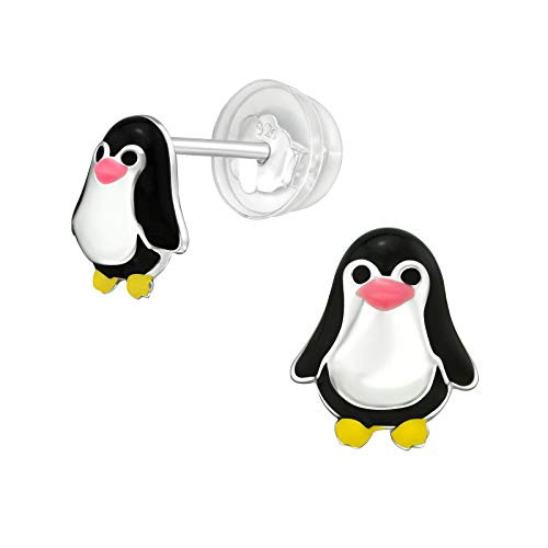 AUBE JEWELRY Hypoallergenic 925 Sterling Silver Penguin Stud Earrings with Silicone Coated Push Backs for Girls and Women AUBE JEWELRY Hypoallergenic 925 Sterling Silver Penguin Stud Earrings with Silicone Coated Push Backs for Girls and Women