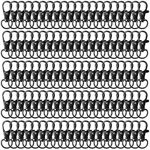 100PCS Black Swivel Snap Hooks Key Chain Clip Hooks Lanyard Lobster Claw Clasps for Keychains Jewelry DIY Crafts