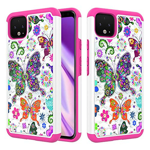 Case for Google Pixel 4Pixel 4 Cover Heavy Duty Hybrid Dual Layer TPU Plastic Armor Defender Phone Case Cover Compatible for Google Pixel 4 Ethnic Butterfly