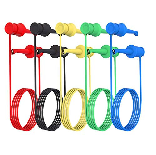 CHPOWER Silicone Test Leads Minigrabber to Minigrabber Test Cables Wires Dual IC Test Hooks Clips Probe for Electronic Testing- 5PCS