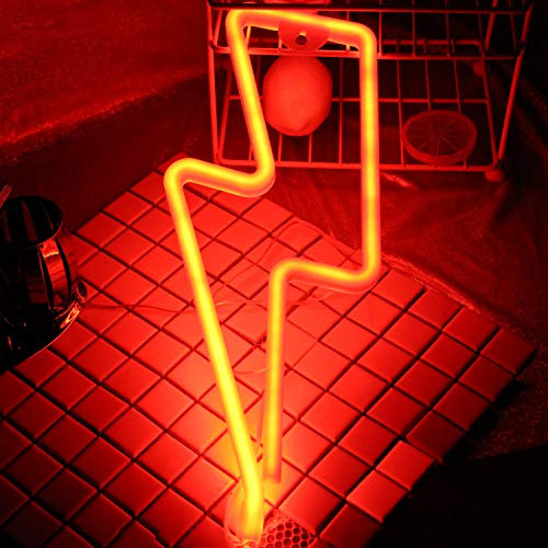 Neon Light Lightning Bolt Led Neon Sign Wall Light Battery and USB Operated Lightning Neon Lights Lightning-Red Neon Light Lightning Bolt Led Neon Sign Wall Light Battery and USB Operated Lightning Neon Lights Lightning-Red