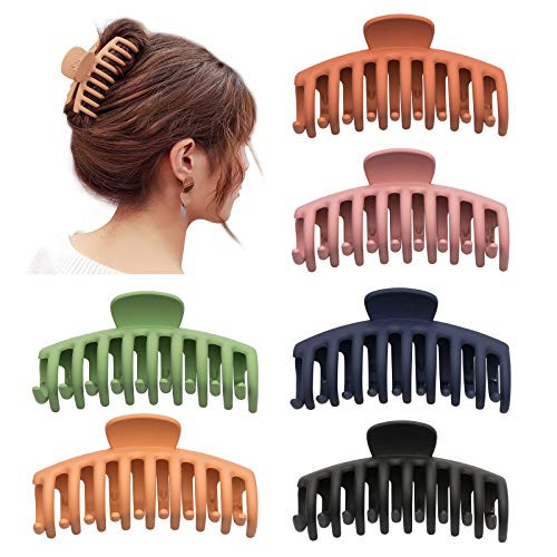 Big Hair Claw Clips 6 PCS Nonslip Large Claw Clip for Women and Girls Strong Hold Jaw Hair Clips for Thick Hair