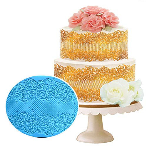 FOUR-C Silicone Lace Molds for Cake Decorating Flower Cake Decoration Adorable Fondant Cake Decorating Tools Lace Decoration Mat Floral Print Pattern Molds Sugar Craft Tools Chrysanthemum Lace Mesh
