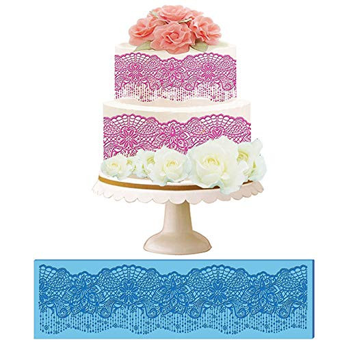 FOUR-C Silicone Lace Molds for Cake Decorating Flower Cake Decoration Adorable Fondant Cake Decorating Tools Lace Decoration Mat Floral Print Pattern Molds Sugar Craft Tools Floral Tassel