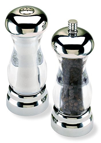 Olde Thompson 5.75" Del Sol Brushed Nickel Plated Pepper Mill and Salt Shaker Set