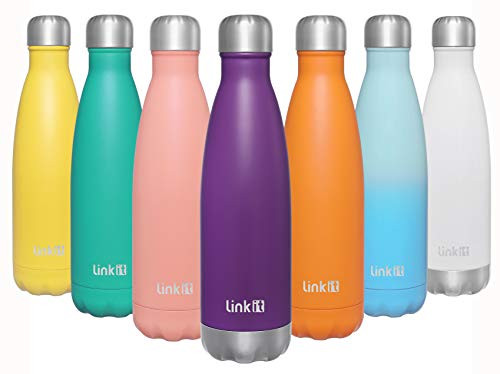 Linkit 17oz Water Bottle - Stainless Steel Vacuum Insulated Thermos - Leakproof Double Wall Sports Flask - Violet