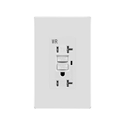 20A GFCI Self testing outlet WR TR Weather Resistant Tamper Resistant Receptacle Ground Fault Circuit Interrupter Outlets 20A GFCI Self test WR TR 1pack