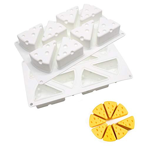 Cheese Shape Mold Silicone Cheese Cake Baking Molds Triangle DIY Silicone Chocolate Cake Jelly Pudding Cupcake Biscuit Soap Baking MoldCake Decorating Tools Bakeware Mousse Mold-8 Cavities