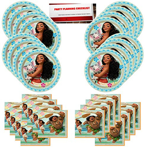 Disney Moana Birthday Party Supplies Bundle Pack for 16 Guests Plus Party Planning Checklist by Mikes Super Store