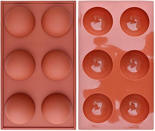 Semi Sphere Silicone Mold 2 Packs Baking Mold for Making Hot Chocolate Bomb Cake Jelly Dome Mousse 6-Hole