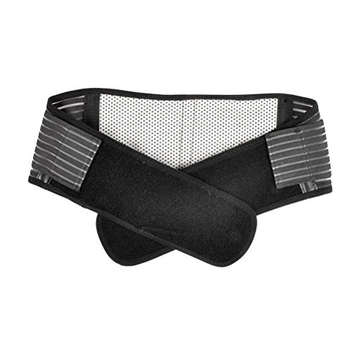 PU Health Portable Adjustable Elastic Infrared Self-Heating Magnetic Therapy Back Waist Support, Black, Medium, 0.6 Pound