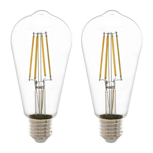 Yueximei ST64 Dusk to Dawn Light Sensor LED Bulb Filament Lamp 6W 60W Equivalent E26 2700K 650 Lumens Auto OnOff Indoor Outdoor Lighting Lamp for Porch Garage  2 Pack