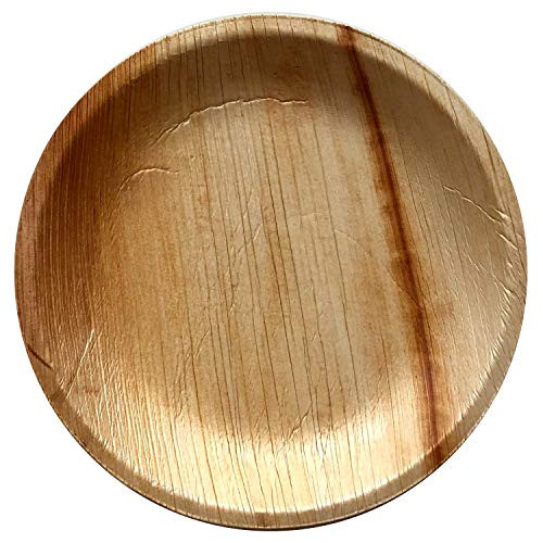 Kijani Biodegradable Palm Leaf Plates - 6 Inch Round - Elegant  and  Sturdy Like Bamboo Disposable Plates - Eco-Friendly  and  Compostable Dinnerware - 20 Pack