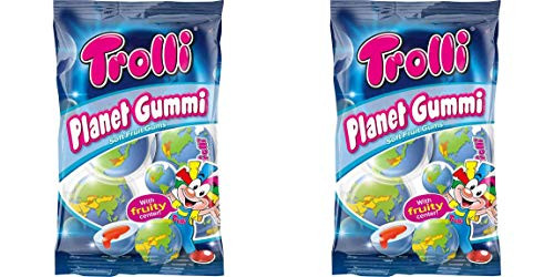 Trolli PLANET GUMMI soft fruit gums with liquid center 1 bag Made in Europe Pack of 2