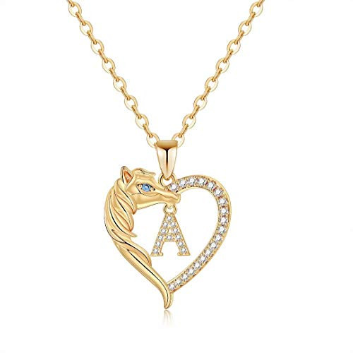 Horse Gifts for Women Girls Dainty Horse Initial Necklace 14k Gold Plated Cubic Zirconia Letter A Initial Pendant Forever Love Heart Necklaces Personalized Gifts Horse Necklace for Girls Women Horse Gifts for Women Girls Dainty Horse Initial Necklace 14k Gold Plated Cubic Zirconia Letter A Initial Pendant Forever Love Heart Necklaces Personalized Gifts Horse Necklace for Girls Women
