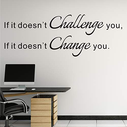 VODOE Quote Wall Decals Gym Wall Decal Inspirational Office Classroom School Motivational Boy Fitness Dorm Home Art Decor Vinyl Stickers If It Doesnt Challenge You It Doesnt Change You 35_5x14