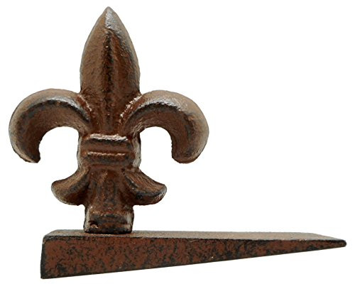 Cast Iron Rustic Brown Fleur De Lis Door Wedge, Doorstop