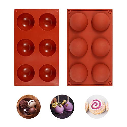 Silicone Molds - Semi Sphere Chocolate Molds Silicone for Hot Chocolate Bombs 6 Holes Circle Silicone Mold for Baking Chocolate Candy Cake Jelly Pudding Cake Dome Mousse 2 PACK Silicone Molds - Semi Sphere Chocolate Molds Silicone for Hot Chocolate Bombs 6 Holes Circle Silicone Mold for Baking Chocolate Candy Cake Jelly Pudding Cake Dome Mousse 2 PACK