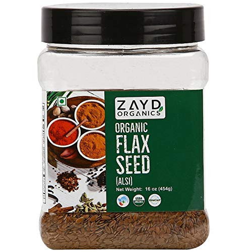 Zayd Organics Flax Seeds Alsi Whole Linseed USDA Organic 16oz 454g