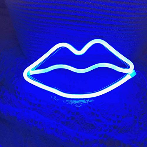 Zermie Blue Neon Light Lip Led Neon Sign Wall Light Battery and USB Operated Neon Lights Neon Signs Light up for The HomeKids RoomBarPartyChristmasWedding Zermie Blue Neon Light Lip Led Neon Sign Wall Light Battery and USB Operated Neon Lights Neon Signs Light up for The HomeKids RoomBarPartyChristmasWedding