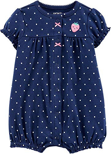 Carters Baby Girls Polka Dot Strawberry Romper 9 Months Navy Blue