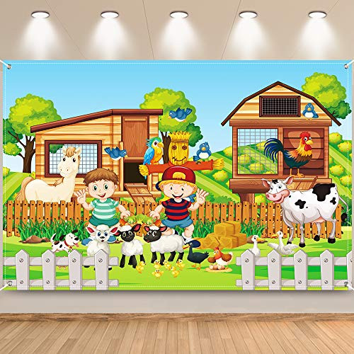 FSFLAG Farm Party Decorations - Large Fabric Farm Party Supplies - Farm Animals Barn Sign Banner for Holiday Birthday Party - Farm Themed Birthday Party Supplies for Photo Backdrop Background FSFLAG Farm Party Decorations - Large Fabric Farm Party Supplies - Farm Animals Barn Sign Banner for Holiday Birthday Party - Farm Themed Birthday Party Supplies for Photo Backdrop Background