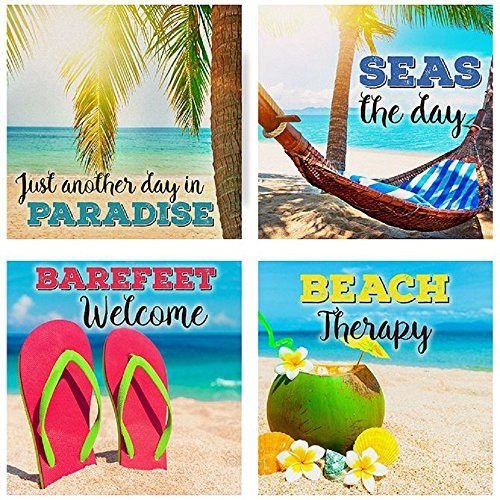 Carson Coaster Square 4 Piece Sandy Beach Home Decor