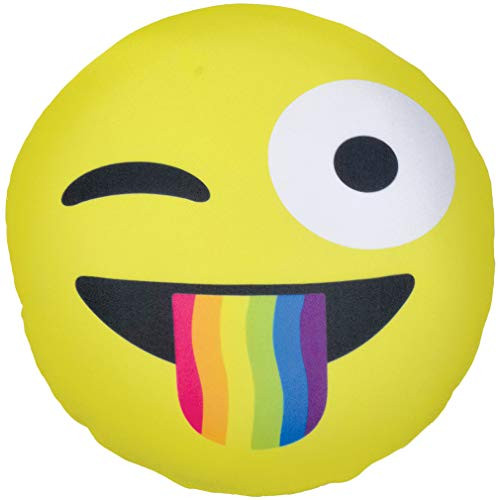 iscream X-Pressive! Emoji Rainbow Crazy Face 11" x 11" Microbead Accent Pillow
