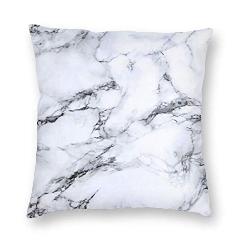 antcreptson White Marble Throw Pillow Decorative Pillow Case Home Decor Square 18x18 Inches Pillowcase