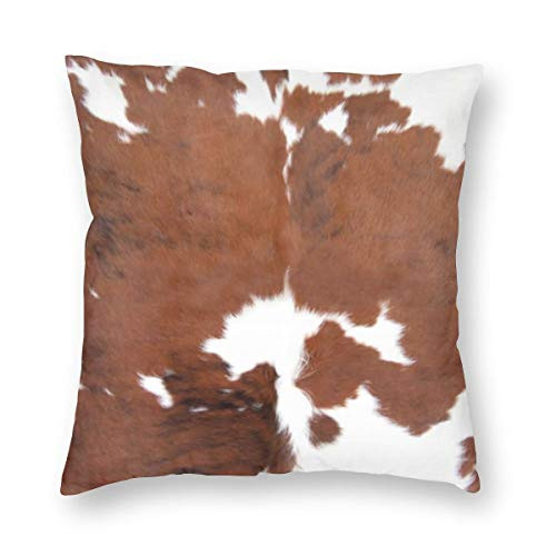 antcreptson Cowhide Throw Pillow Decorative Pillow Case Home Decor Square 18x18 Inches Pillowcase