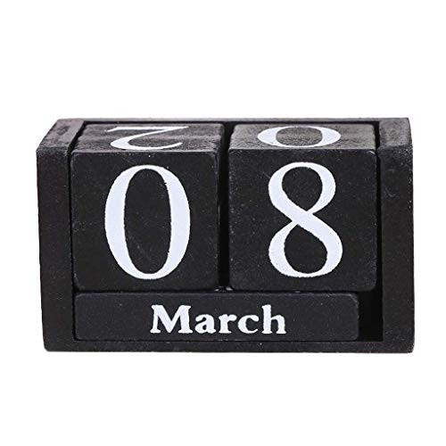 Zkm Vintage Wooden Perpetual Calendar Eternal Blocks Month Date Display Desktop Accessories Photography Props Home Office Decoration