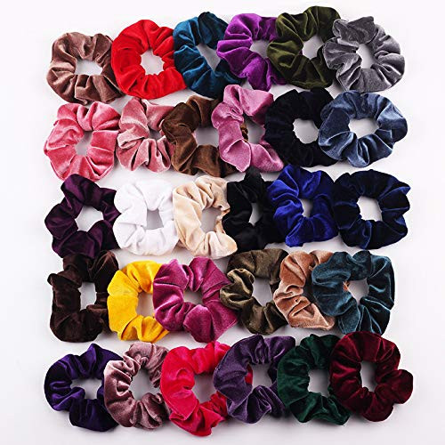 Etmury 36pcs Hair Scrunchies Velvet Elastic Hair Bands Chiffon Flower Scrunchies Elastic Hair Ties Ropes Scrunchie for Women or Girls Hair Accessories Great Gift for halloween Thanksgiving day and Christmas