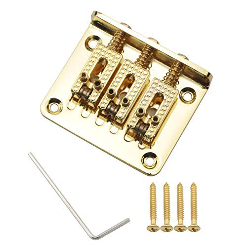 Swhmc 3 Saddles Roller Bridge Set Plate 3 Strings Guitar Bridge Tailpiece Tremolo Gold Telecaster Electric Guitar Bridge with Wrench
