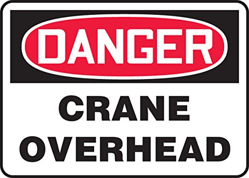 Accuform MCRT154VP Plastic Safety Sign, Legend"DANGER CRANE OVERHEAD", 10" Length x 14" Width x 0.055" Thickness, Red/Black on White Accuform MCRT154VP Plastic Safety Sign, Legend"DANGER CRANE OVERHEAD", 10" Length x 14" Width x 0.055" Thickness, Red/Black on White