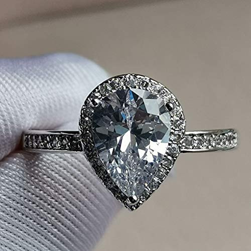 Xunuo Womens 18K White Gold Plated Teardrop Halo Pear Cut 3 Ct Cubic Zirconia CZ Solitaire Engagement Ring US Code 9 Xunuo Womens 18K White Gold Plated Teardrop Halo Pear Cut 3 Ct Cubic Zirconia CZ Solitaire Engagement Ring US Code 9