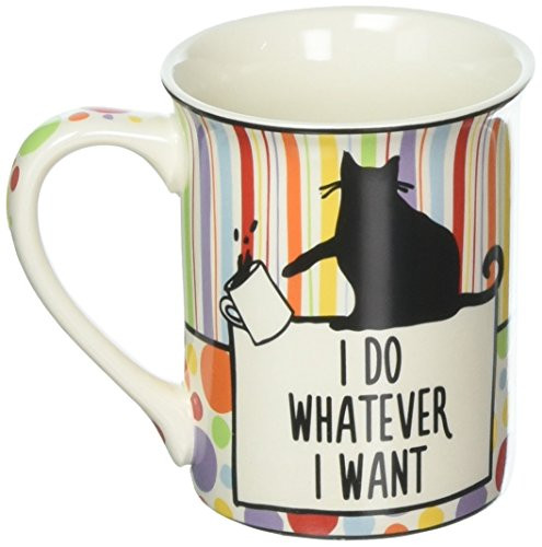 Enesco 6000116 Our Name Is Mud "Whatever Cat" Stoneware Coffee Mug, 16 oz, Multicolor