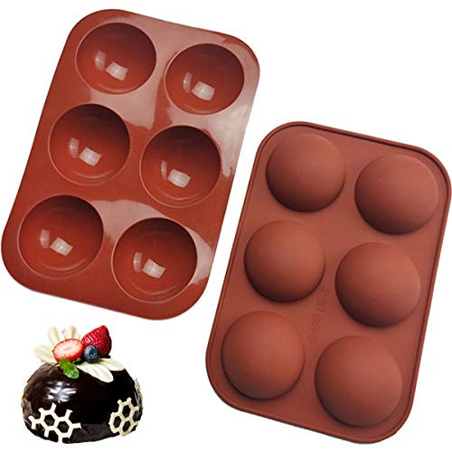 SOWFLYGO 6 Holes Silicone Chocolate Mold 2 Pack DIY Nonstick Cake Mold Half Ball Sphere Cake Mold for Chocolate Cake Jelly Pudding Handmade Soap Round Shape Dome Mousse