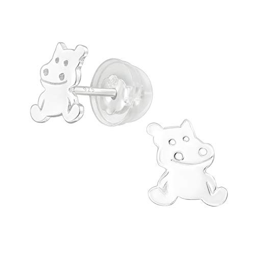 AUBE JEWELRY Hypoallergenic 925 Sterling Silver Hippo Stud Earrings with Silicone Coated Push Backs for Girls and Women AUBE JEWELRY Hypoallergenic 925 Sterling Silver Hippo Stud Earrings with Silicone Coated Push Backs for Girls and Women