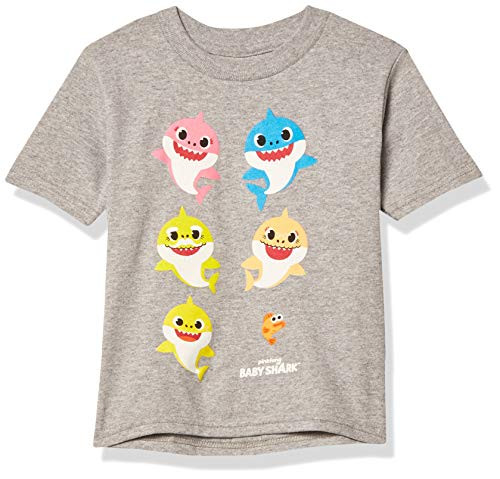 Pinkfong Boys Toddler Baby Shark Family Dancing Short Sleeve Tee Heather Grey 5T