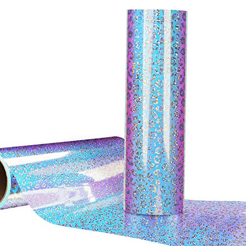 Holographic Craft Vinyl Leopard Print Opal Vinyl Roll for CraftsSignsScrapbookLettering 12x6ft