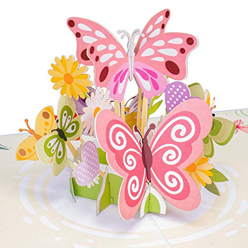 Paper Love Butterflies Pop Up Card Handmade 3D Popup Greeting Cards for Valentines Day Mothers Day Wedding Anniversary Love Romance Thank You Thinking of You All Occasion  5 x 7