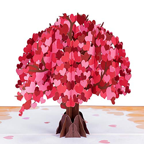 Paper Love Tree of Hearts Valentines Day Pop Up Card Handmade 3D Popup Greeting Cards for Valentines Day Wedding Anniversary Love Romance All Occasion