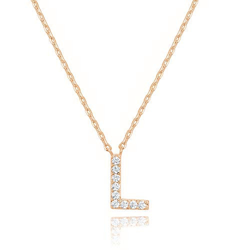 PAVOI 14K Rose Gold Plated Cubic Zirconia Initial Necklace Letter Necklaces for Women L Initial PAVOI 14K Rose Gold Plated Cubic Zirconia Initial Necklace Letter Necklaces for Women L Initial