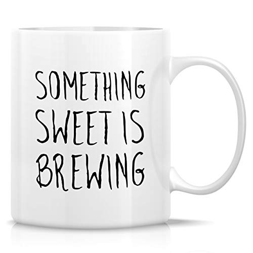 Retreez Funny Mug - Something Sweet is Brewing 11 Oz Ceramic Coffee Mugs - Funny Sarcastic Motivational Inspirational pregnancy baby shower birthday gifts for mom mum mama mother mom to be